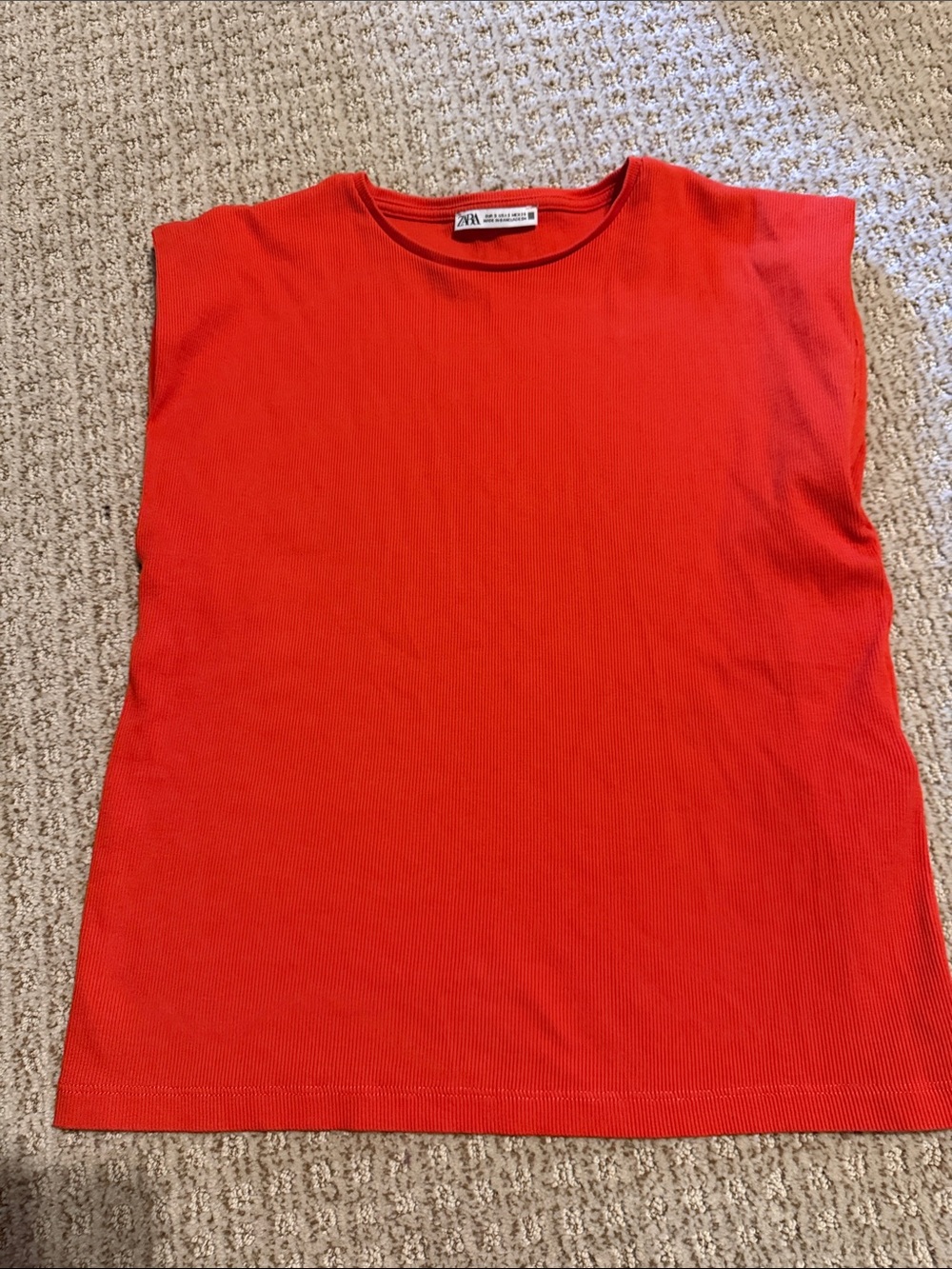 Women’s Zara orange ribbed muscle cotton tank top sz Small